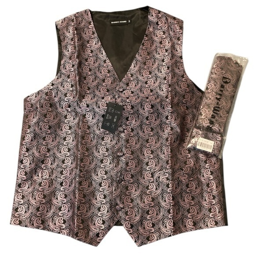 Silk Vest, Tie,?cuff links and pocket square Set NWT Men’s Medium Paisley PROM